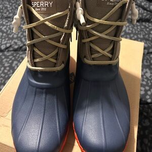 Sperry Blue and Tan Winter Boots